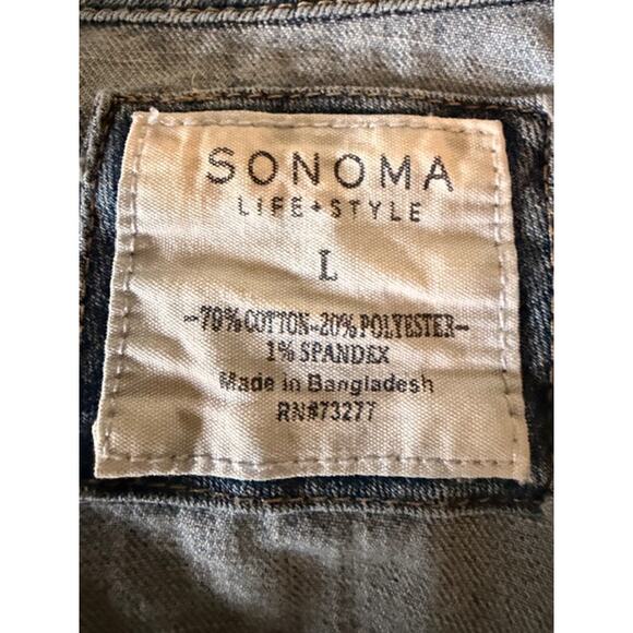 Sonoma Life + Style Light Wash Denim Jacket Women’s Large Cropped Button Front - Picture 4 of 5